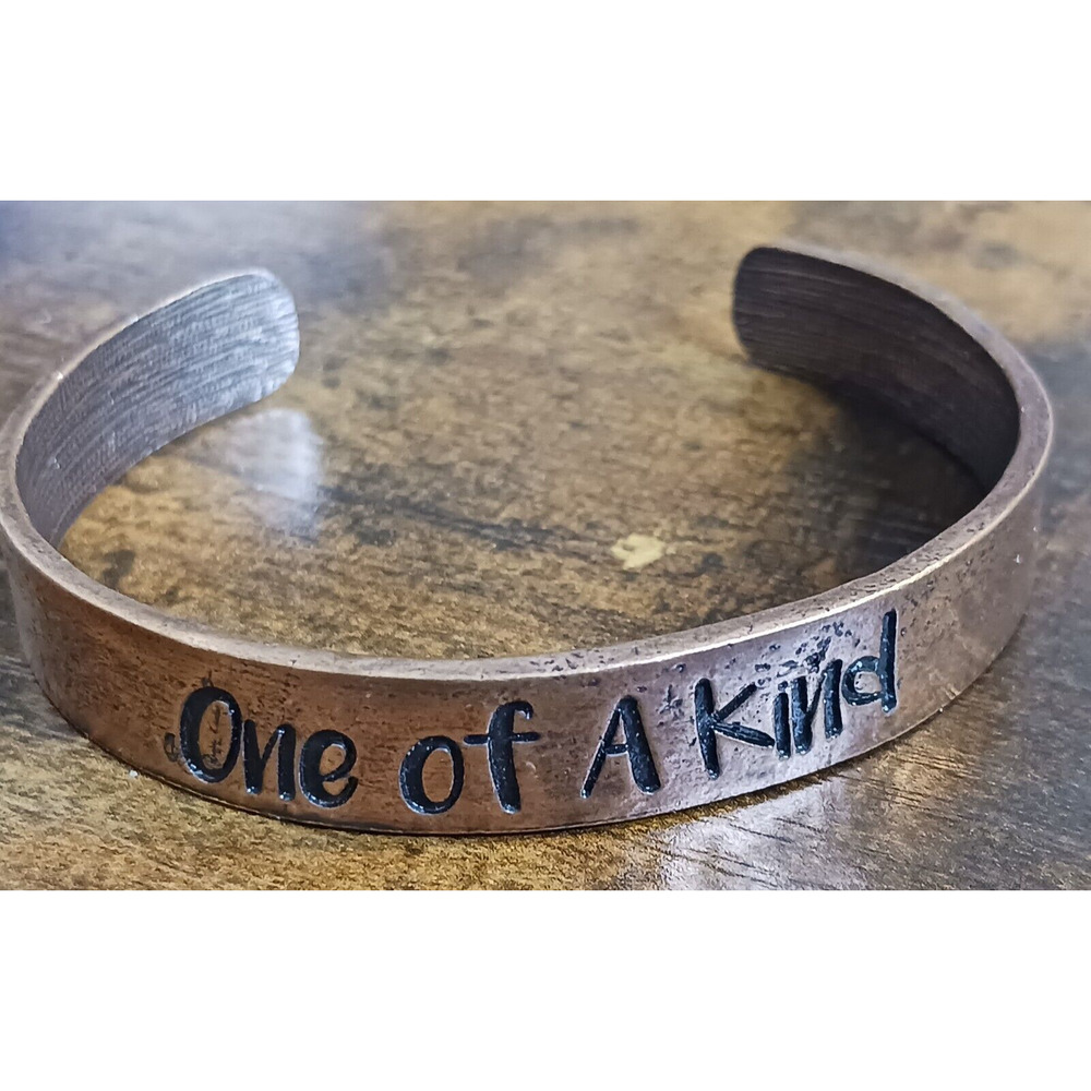 Cuff Bracelet Minimalist Engraved One of a Kind Womens Jewlery